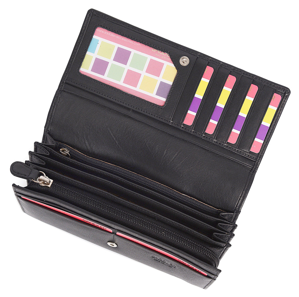 Large Leather Multi-Section Purse Grace with RFID Protection