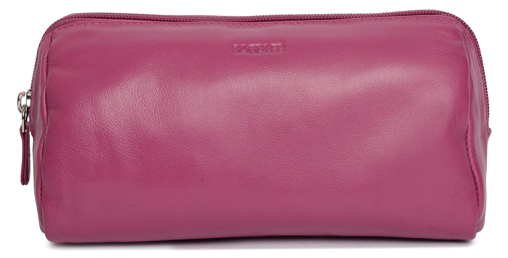 Megan Leather Zip Top Cosmetic Bag Large Capacity with Inner Pocket