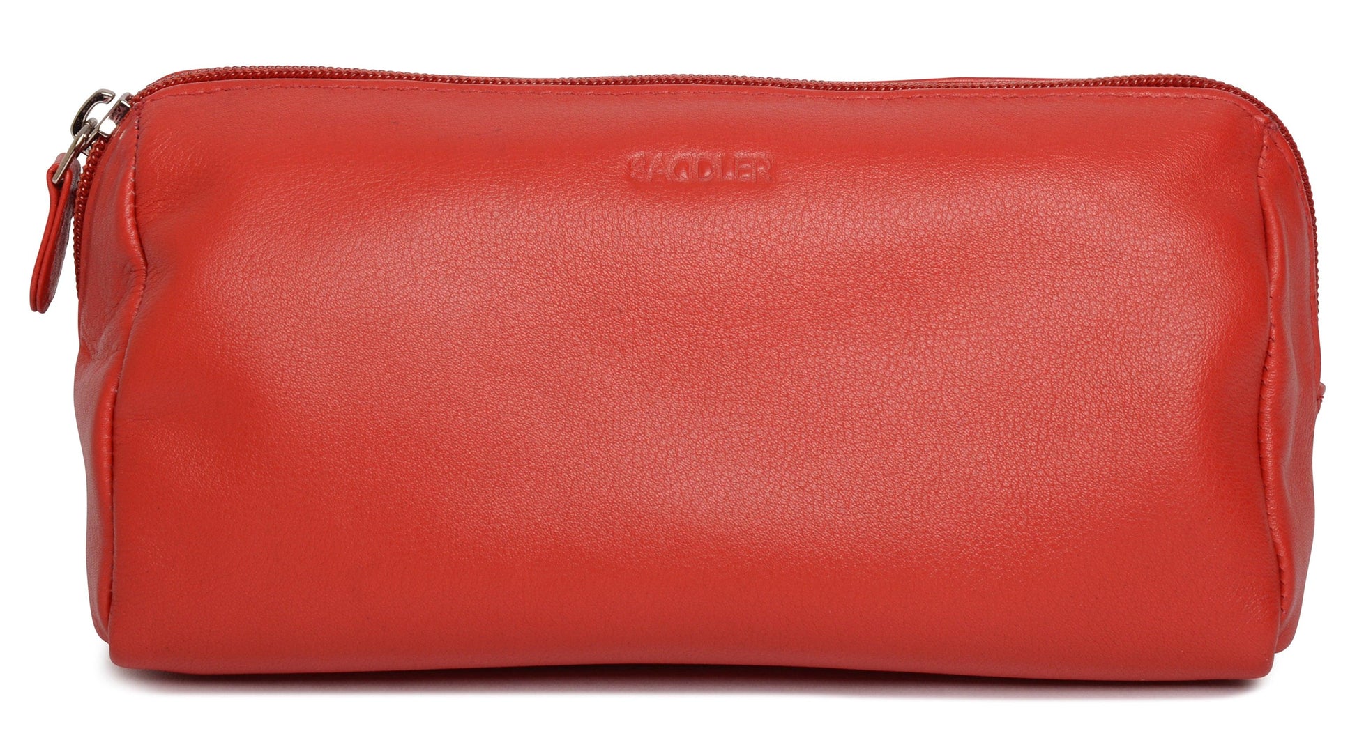 Megan Leather Zip Top Cosmetic Bag Large Capacity with Inner Pocket