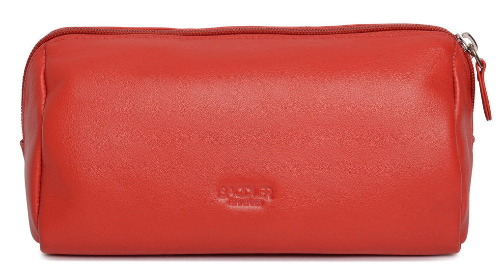 Megan Leather Zip Top Cosmetic Bag Large Capacity with Inner Pocket