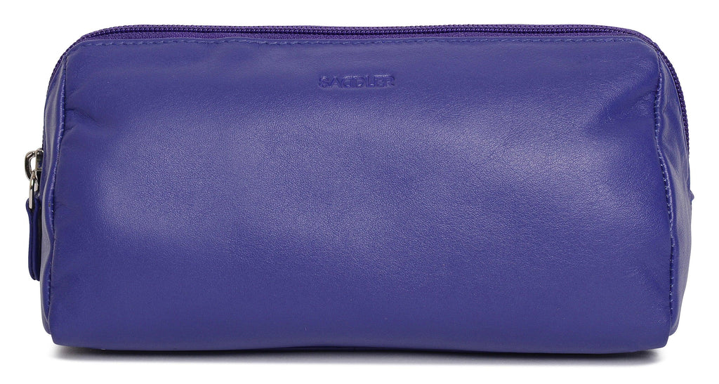 Megan Leather Zip Top Cosmetic Bag Large Capacity with Inner Pocket