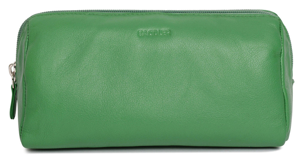 Megan Leather Zip Top Cosmetic Bag Large Capacity with Inner Pocket