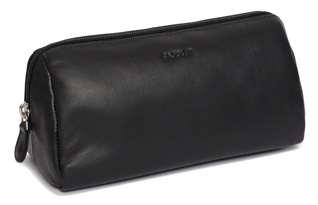 Megan Leather Zip Top Cosmetic Bag Large Capacity with Inner Pocket