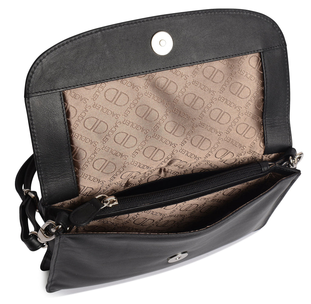 Olivia Three Section Leather Crossbody Bag and Clutch Compact Stylish