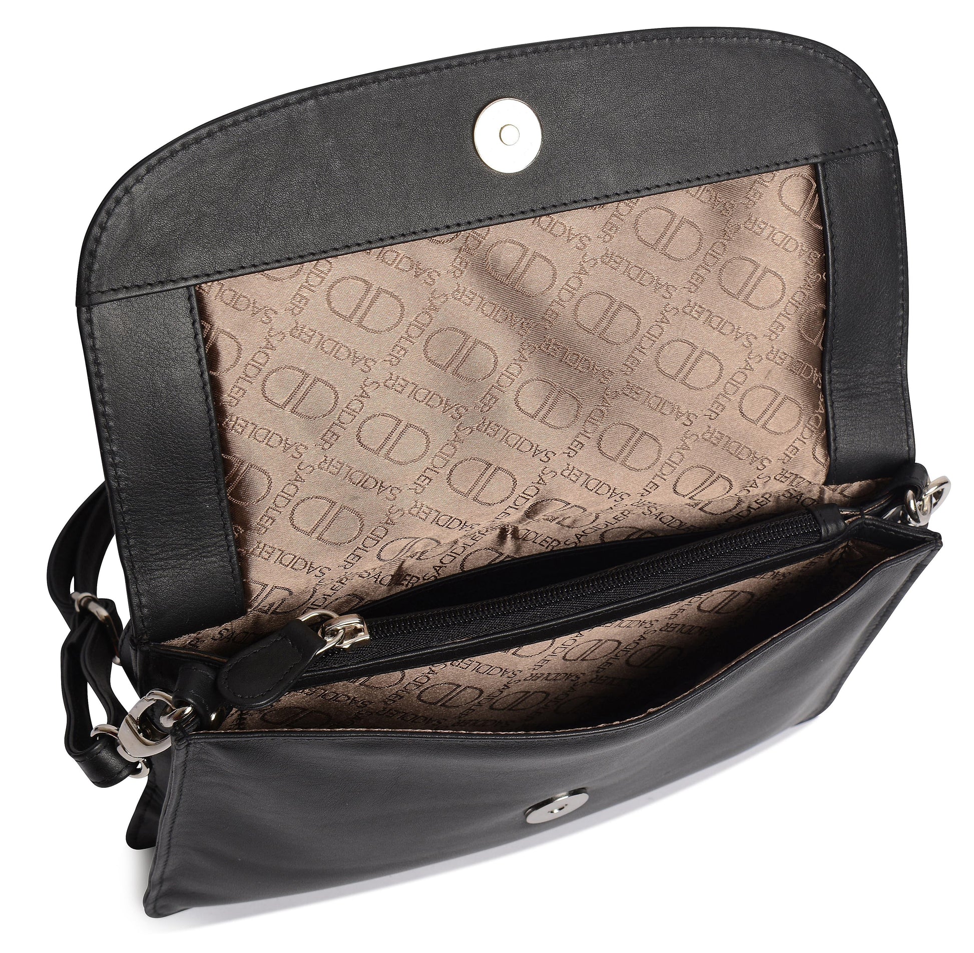Olivia Three Section Leather Crossbody Bag and Clutch Compact Stylish