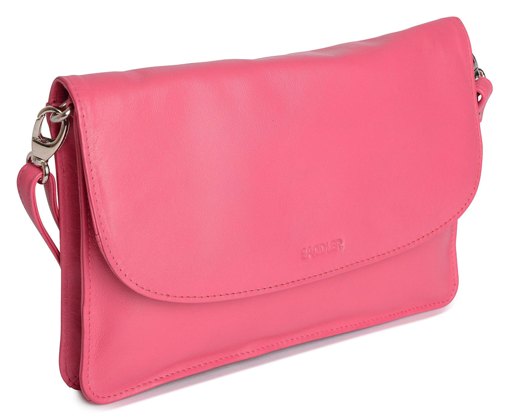 Olivia Three Section Leather Crossbody Bag and Clutch Compact Stylish