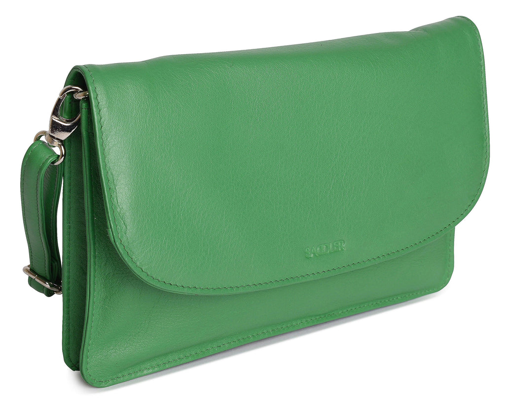 Olivia Three Section Leather Crossbody Bag and Clutch Compact Stylish
