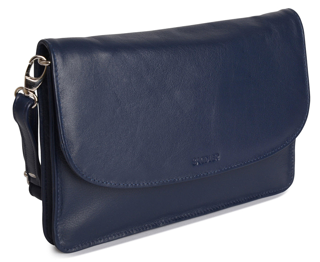 Olivia Three Section Leather Crossbody Bag and Clutch Compact Stylish