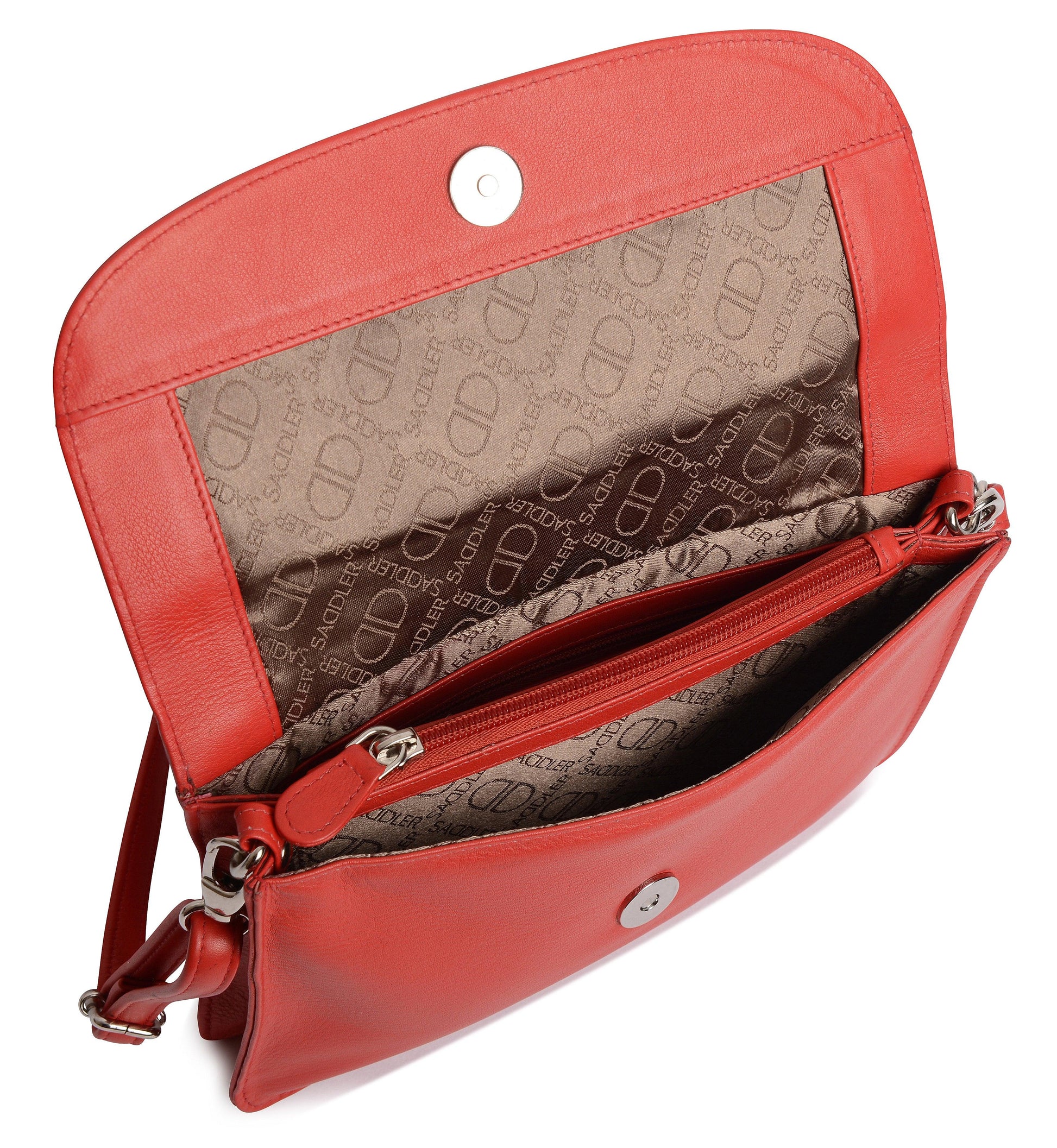 Olivia Three Section Leather Crossbody Bag and Clutch Compact Stylish