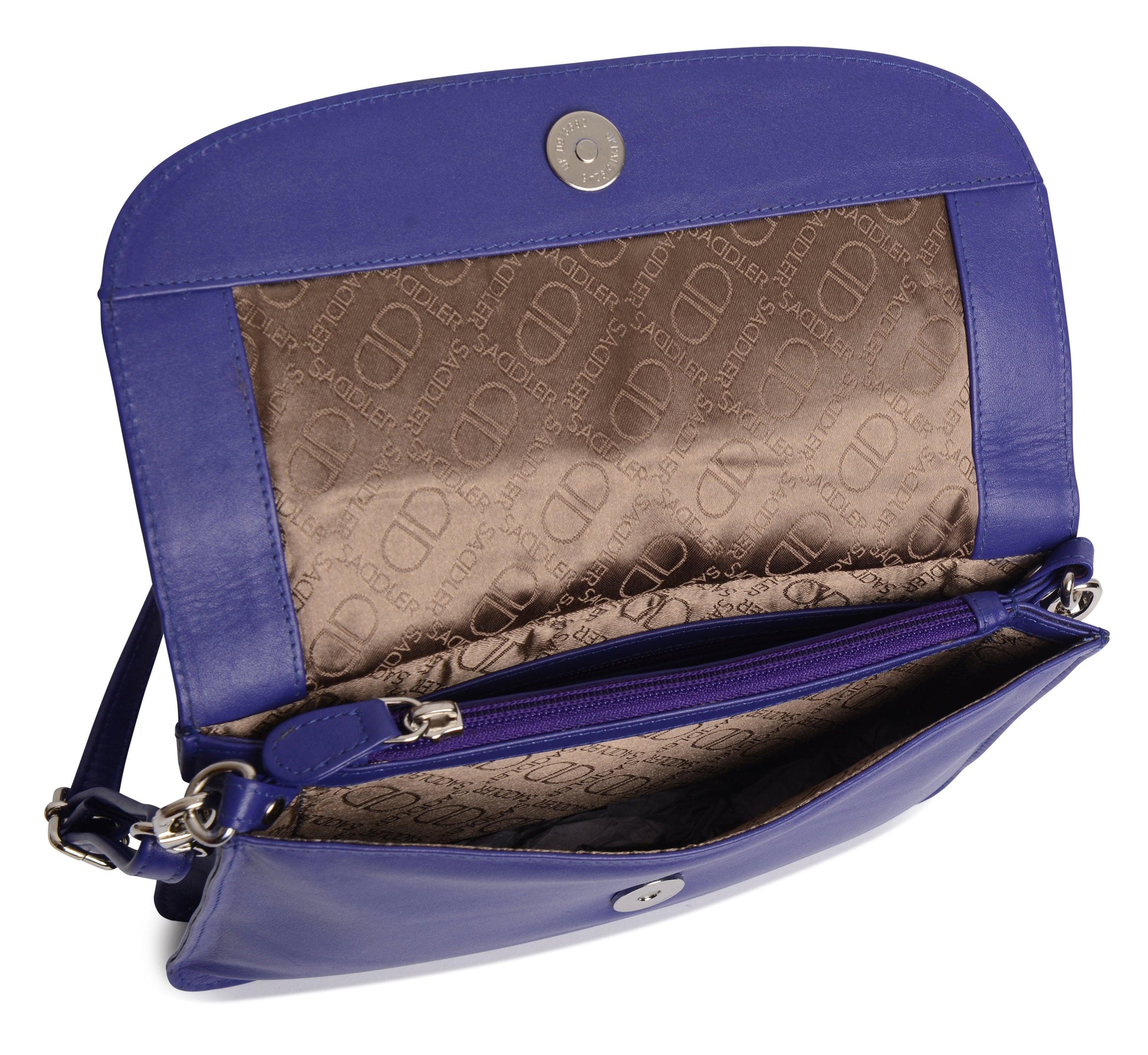 Olivia Three Section Leather Crossbody Bag and Clutch Compact Stylish