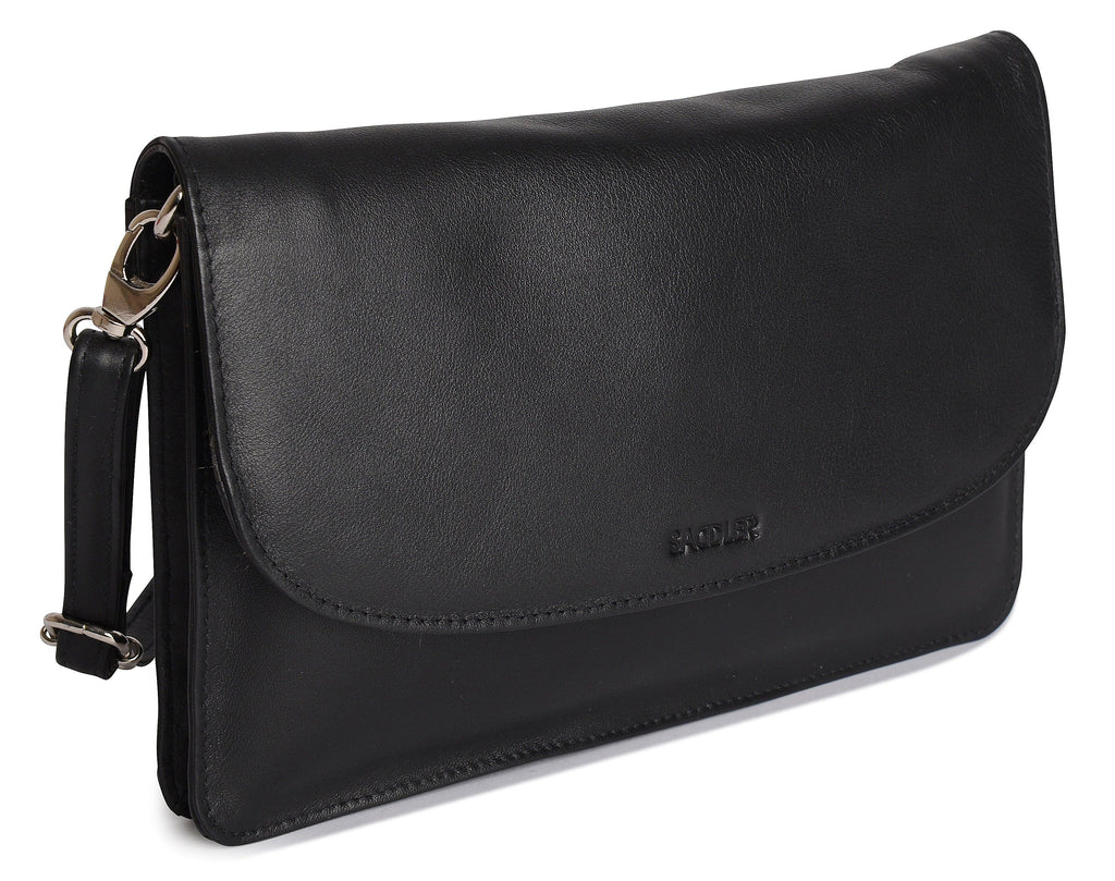 Olivia Three Section Leather Crossbody Bag and Clutch Compact Stylish