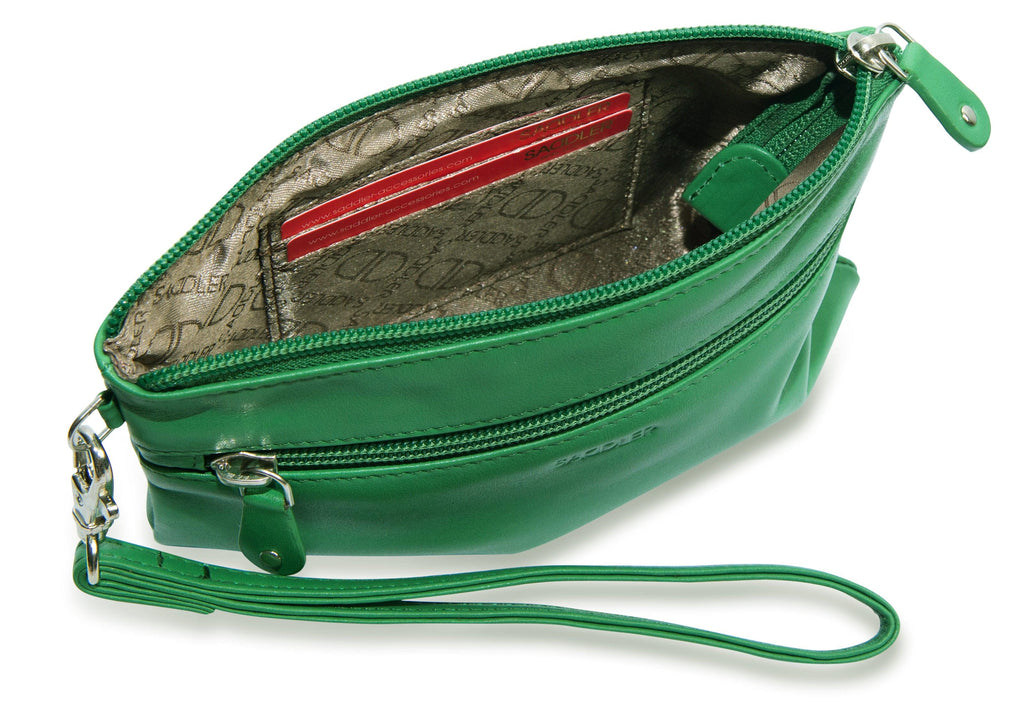 Scarlett Leather Zip Top Mini Clutch and Phone Holder