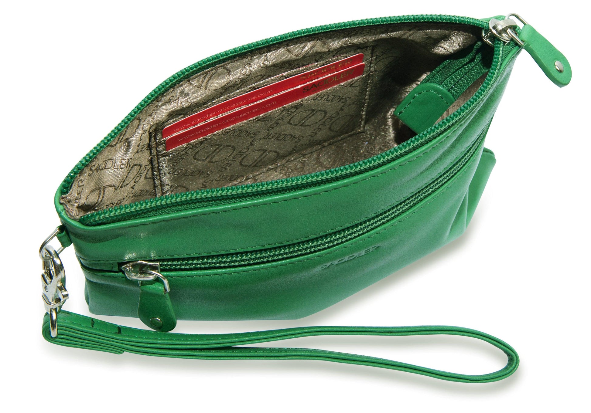 Scarlett Leather Zip Top Mini Clutch and Phone Holder