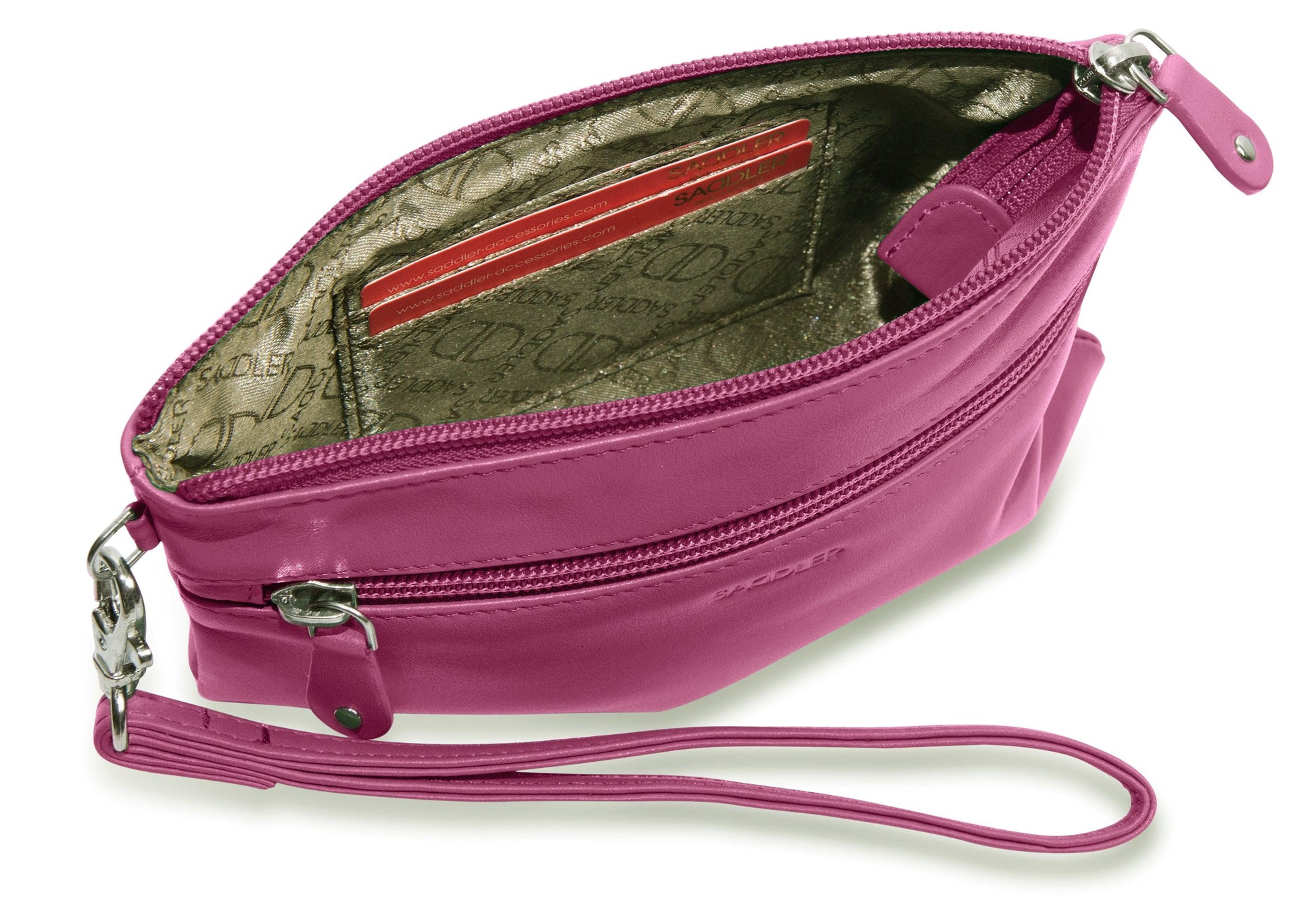 Scarlett Leather Zip Top Mini Clutch and Phone Holder