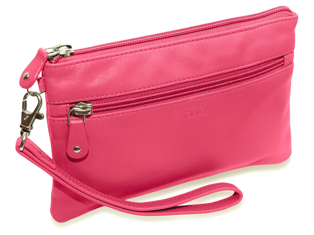 Scarlett Leather Zip Top Mini Clutch and Phone Holder