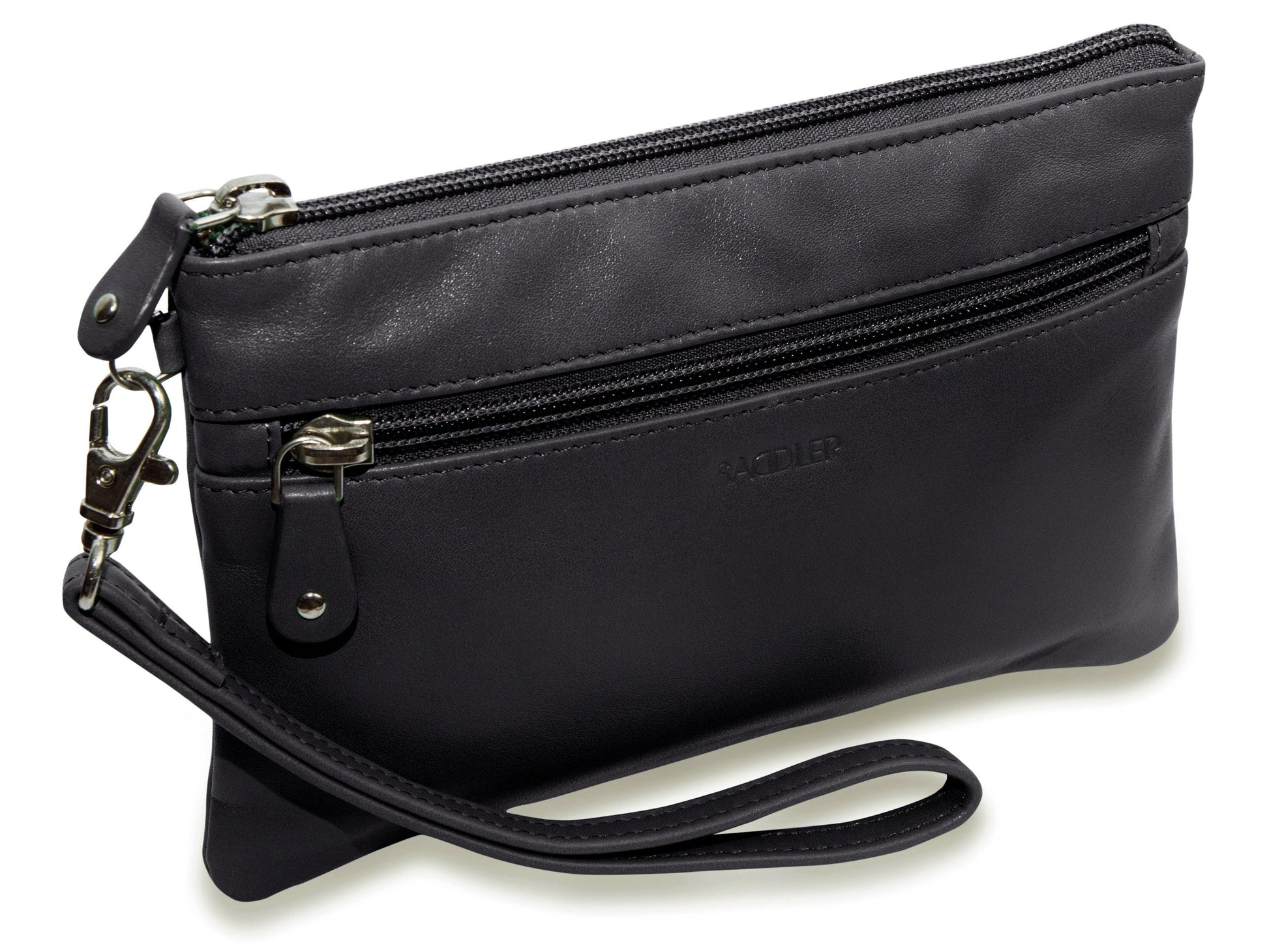 Scarlett Leather Zip Top Mini Clutch and Phone Holder