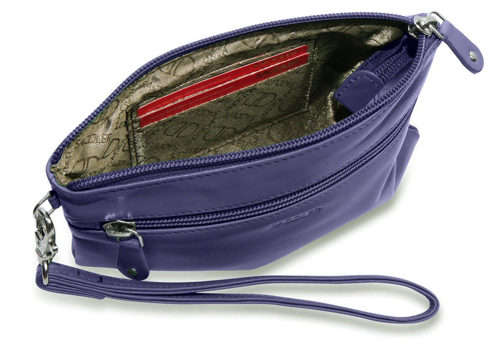 Scarlett Leather Zip Top Mini Clutch and Phone Holder