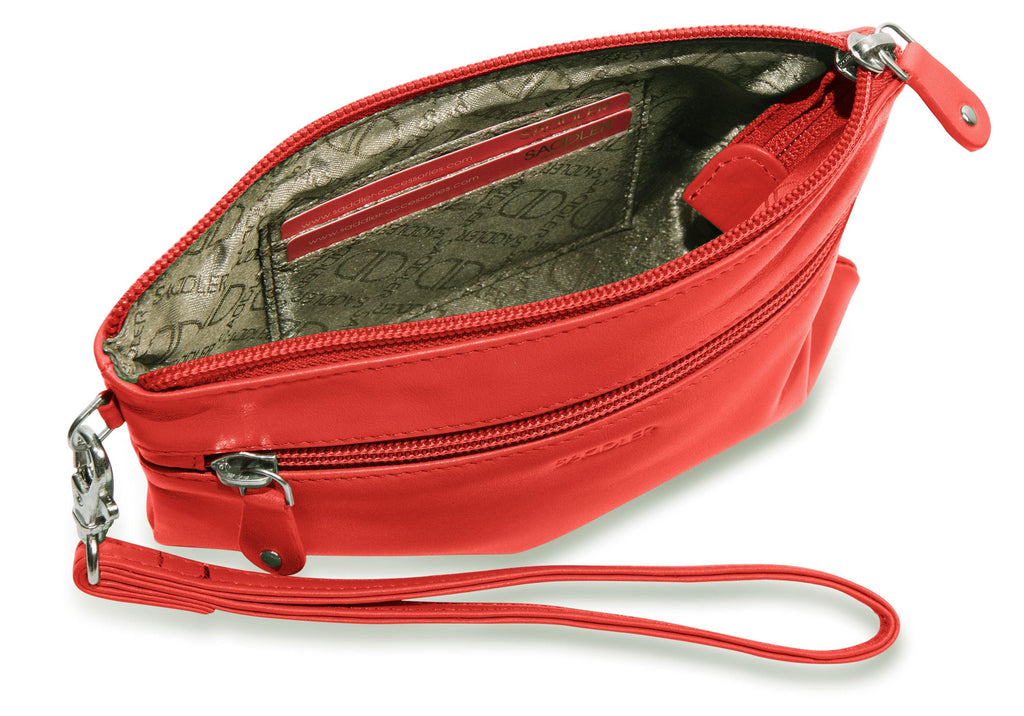 Scarlett Leather Zip Top Mini Clutch and Phone Holder