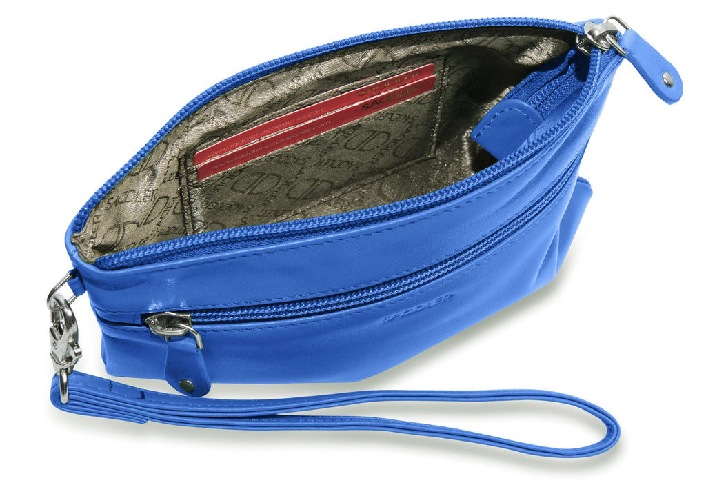 Scarlett Leather Zip Top Mini Clutch and Phone Holder