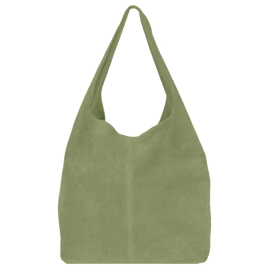 Sage Green Soft Suede Hobo Shoulder Bag