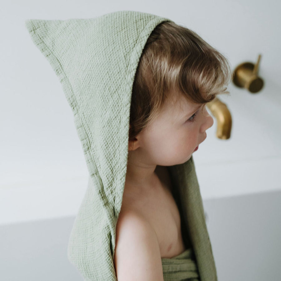 Hypoallergenic Linen Hooded Towel for Kids – Handmade & Soft by Linen Tales at www.brixbailey.com