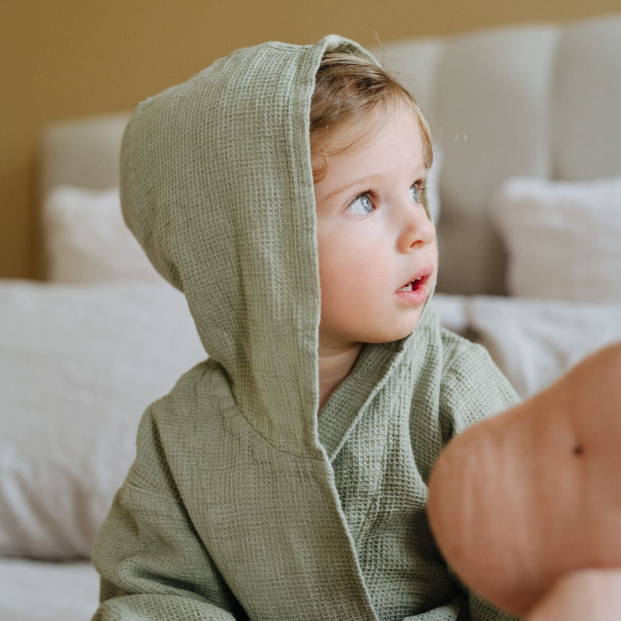 Kids Waffle Linen Bathrobe – Cozy & Hypoallergenic by Linen Tales at www.brixbailey.com