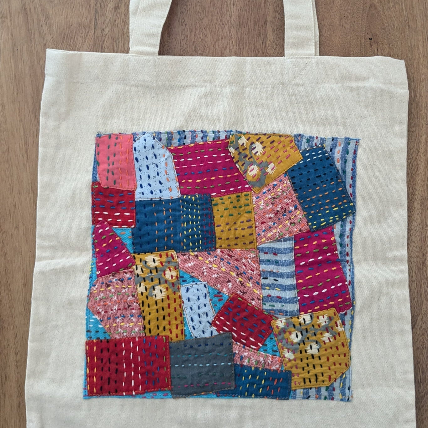 Sari patchwork cotton tote bag