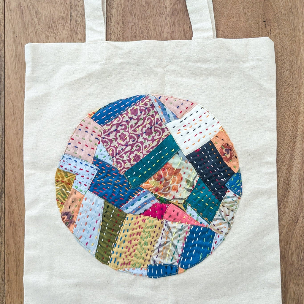 Sari patchwork cotton tote bag