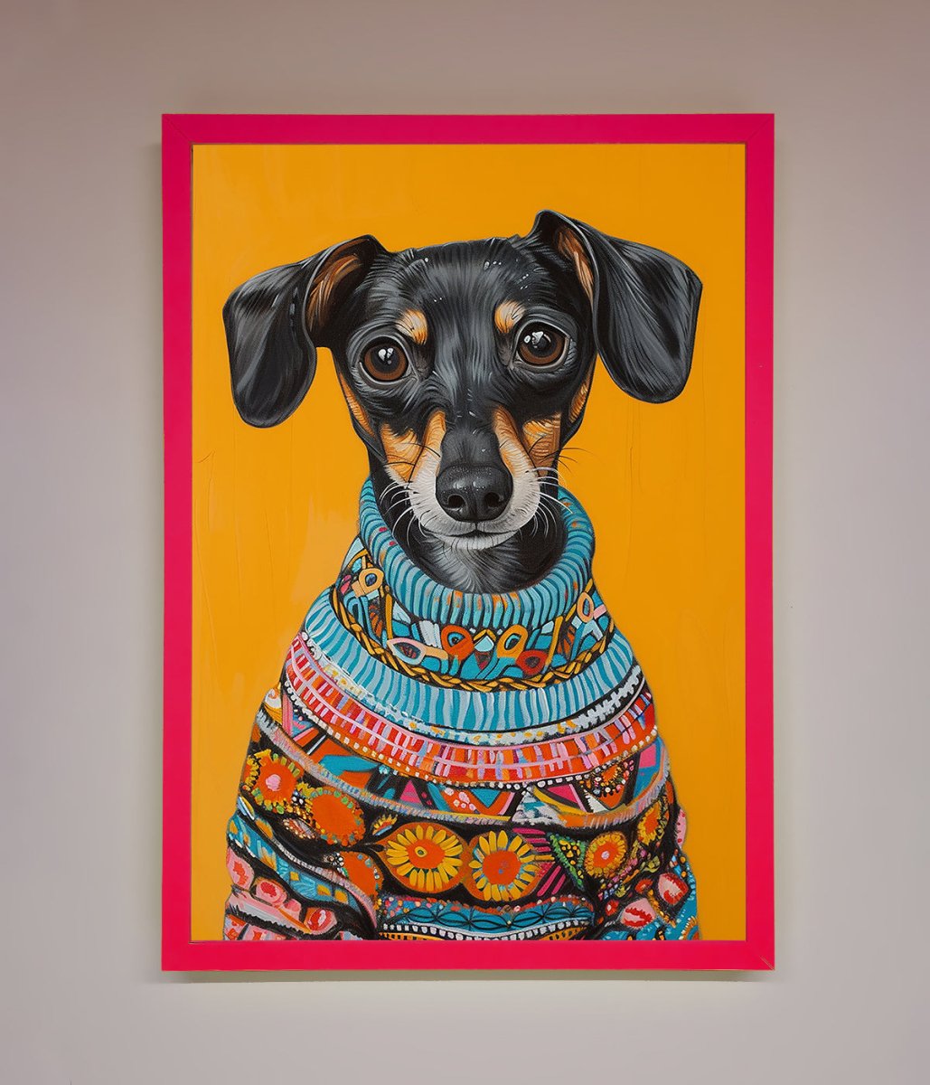 Sausage Dog In A Sweater Framed Print