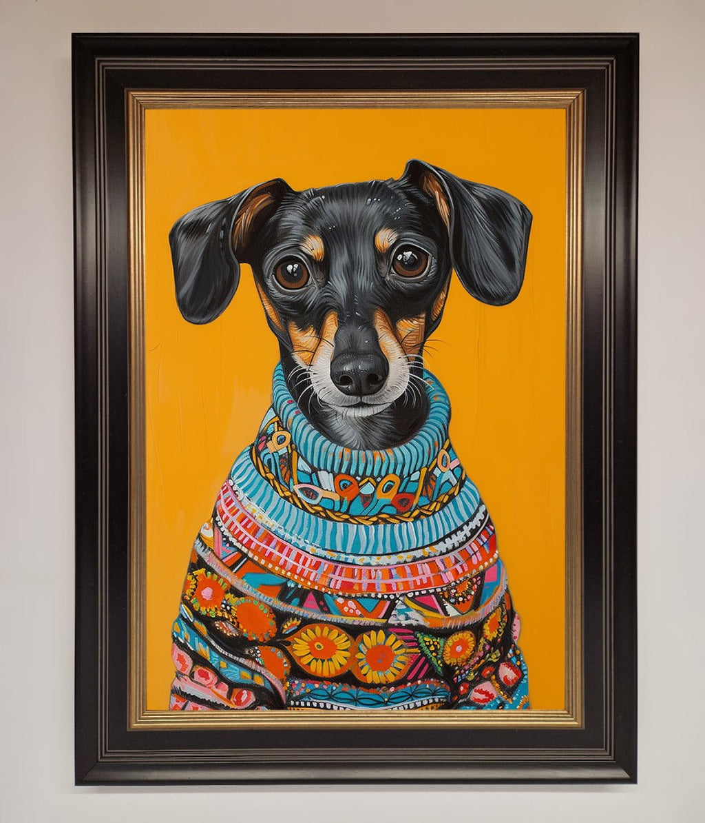 Sausage Dog In A Sweater Framed Print