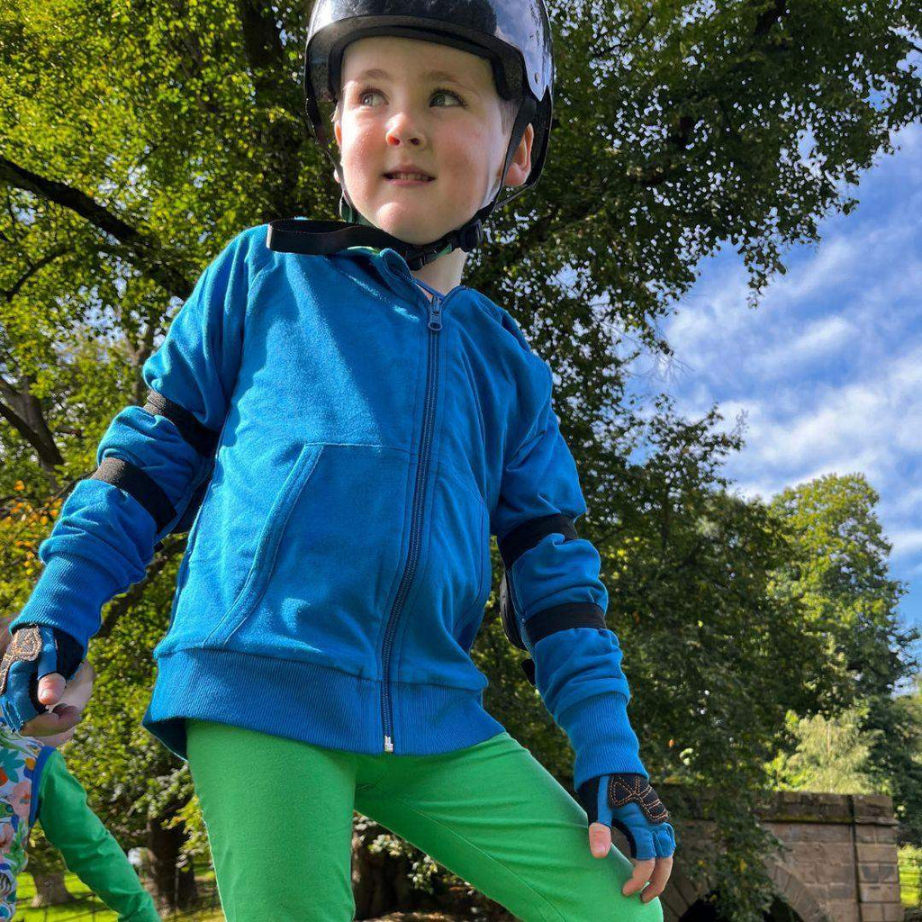 ScandiBugs Own Label Organic Reversible Hoodie - Peacock Blue & Tropical Green