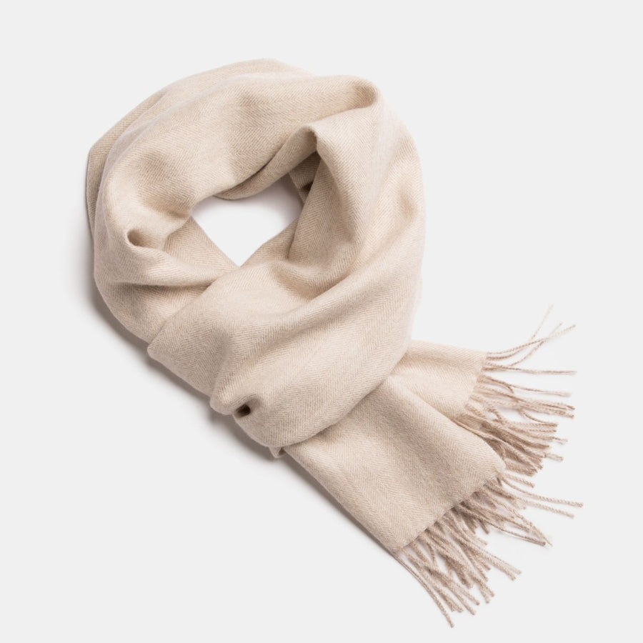 Natural Baby Alpaca Wool Scarf – Exclusive Fishbone