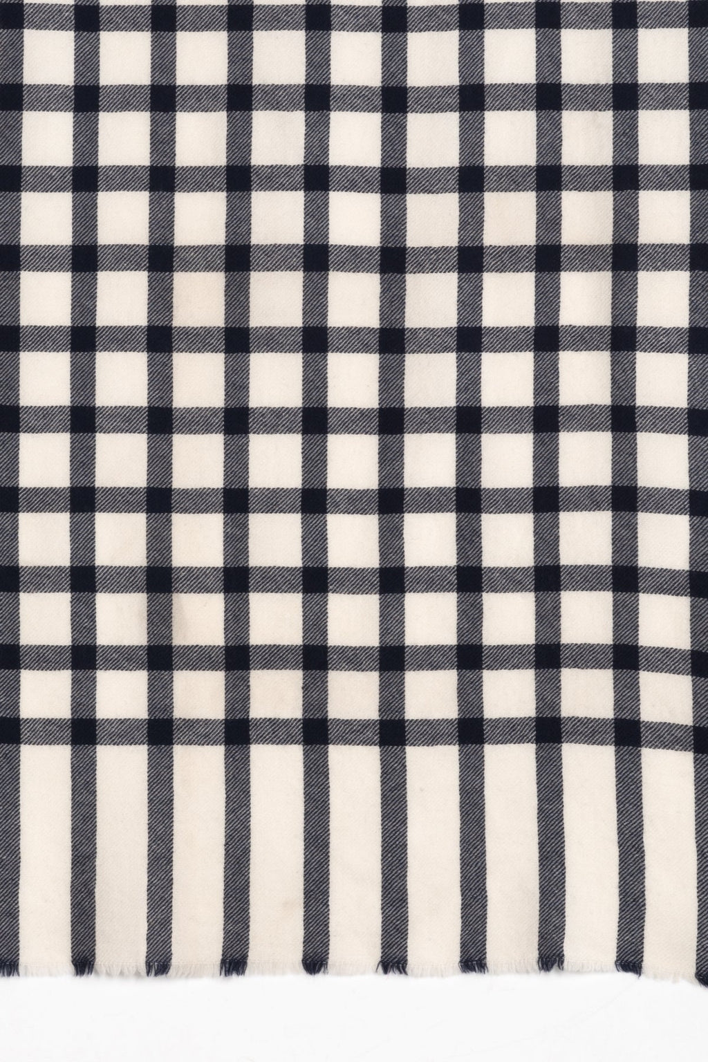 Windowpane Checks Merino Wool Scarf - Off-white Navy