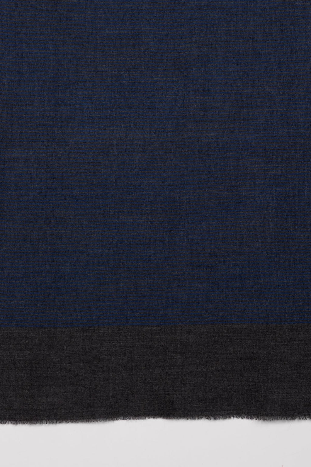 Pinstripes with Border Merino Wool Scarf - Blue Grey