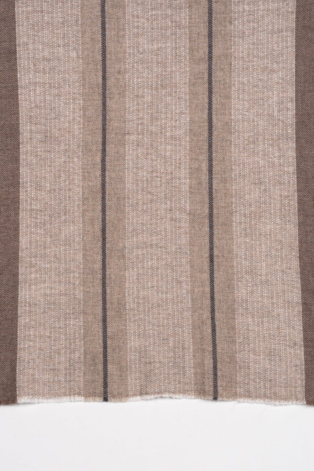 Stripes and Chevron Cashmere Wool Scarf - Beige