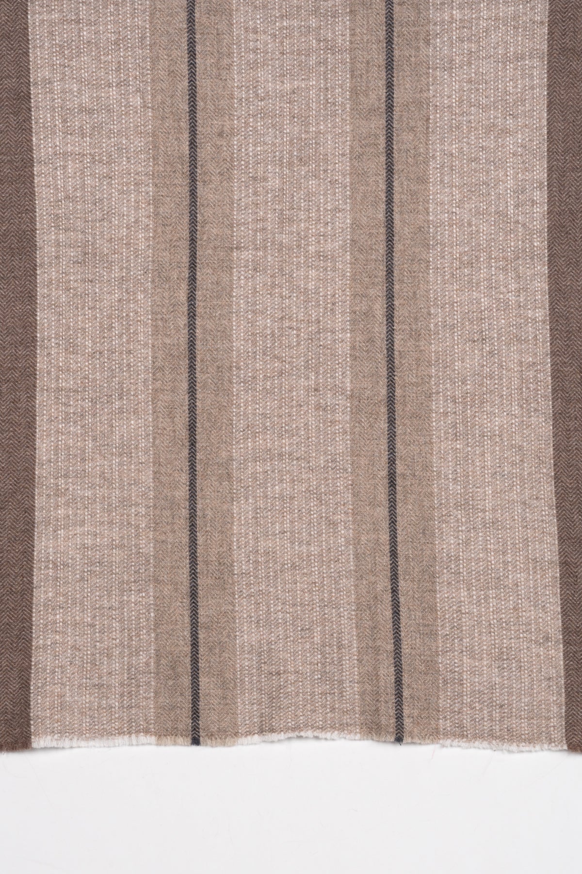 Stripes and Chevron Cashmere Wool Scarf - Beige