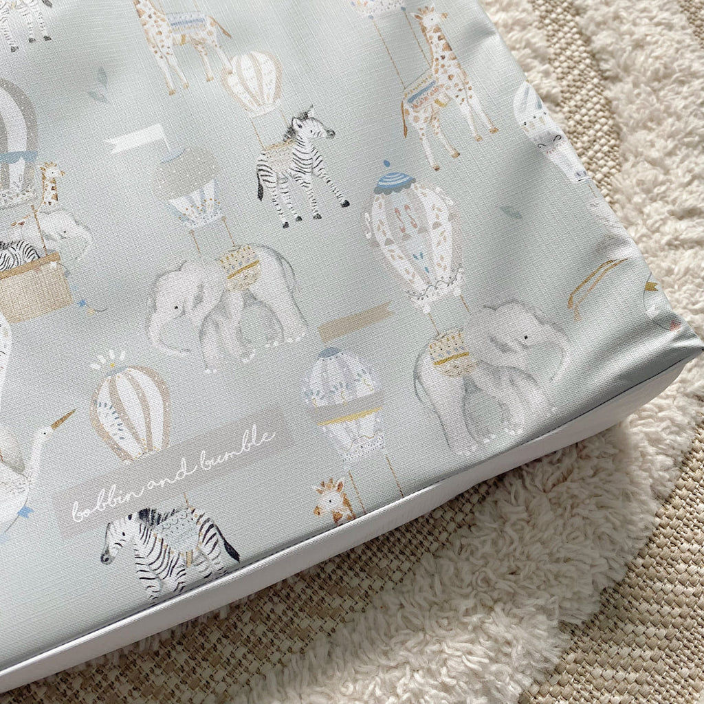 Anti-Roll Wedge Baby Changing Mat - Blue Hot Air Balloons Print