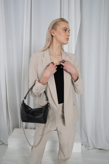 Chic Natural Leather Baguette Handbag – Versatile & Luxurious by PYKOK at brixbailey.com