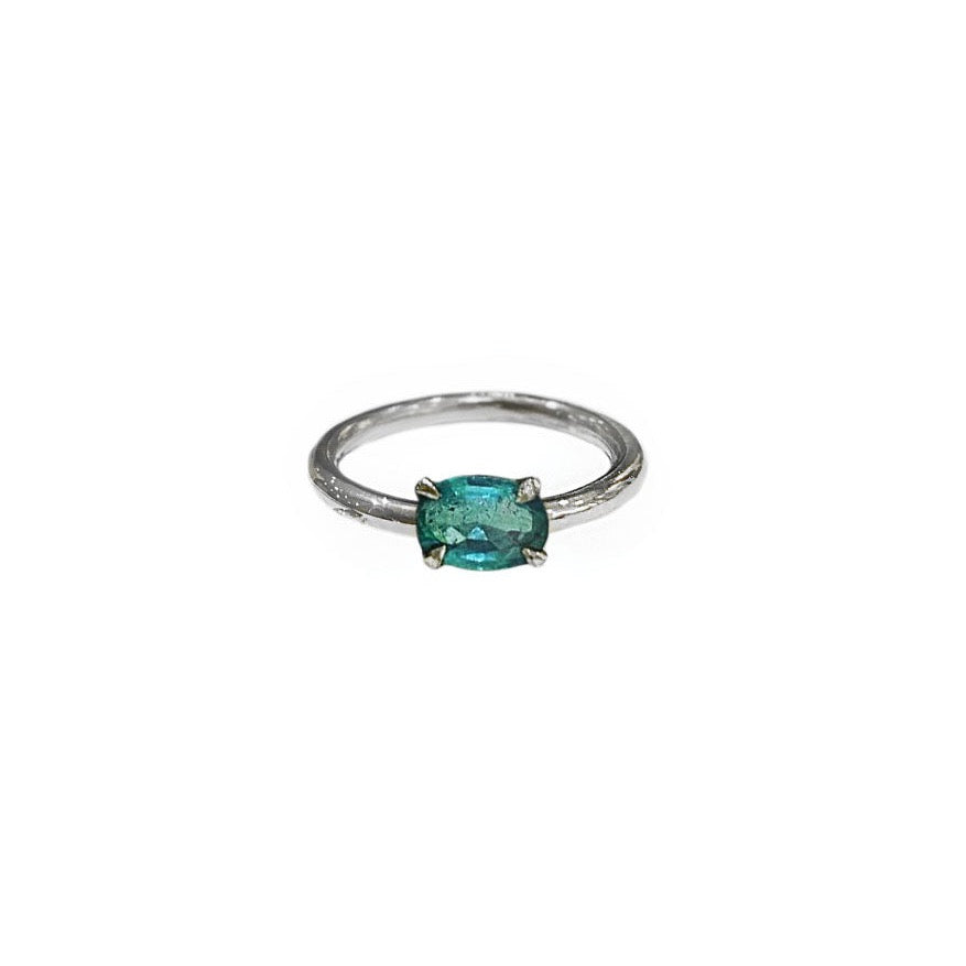 Silver Emerald Crown Ring