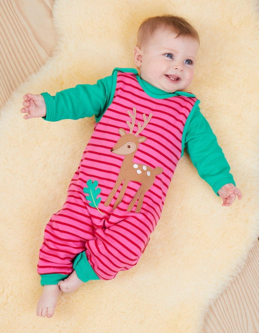 Organic Fawn Applique Slouchy Dungarees