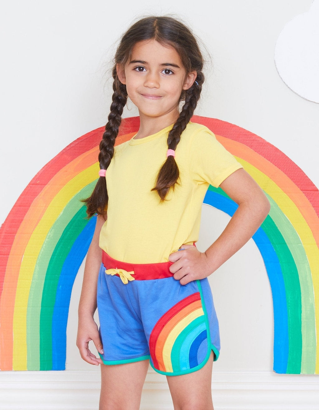 Organic Rainbow Applique Running Shorts for Kids