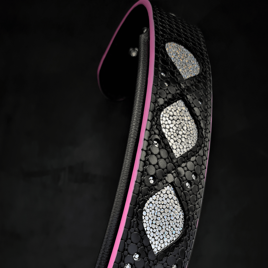 Ariel Glitter Dog Collar in Black Leather