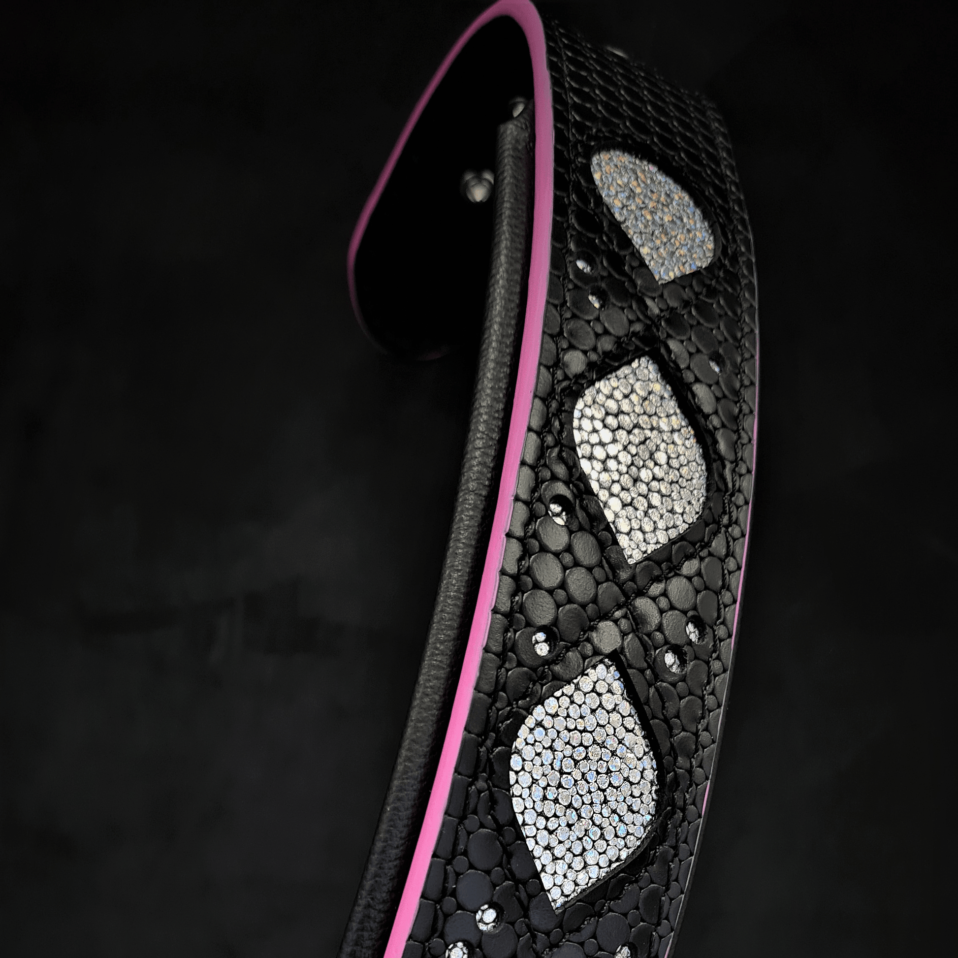 Ariel Glitter Dog Collar in Black Leather