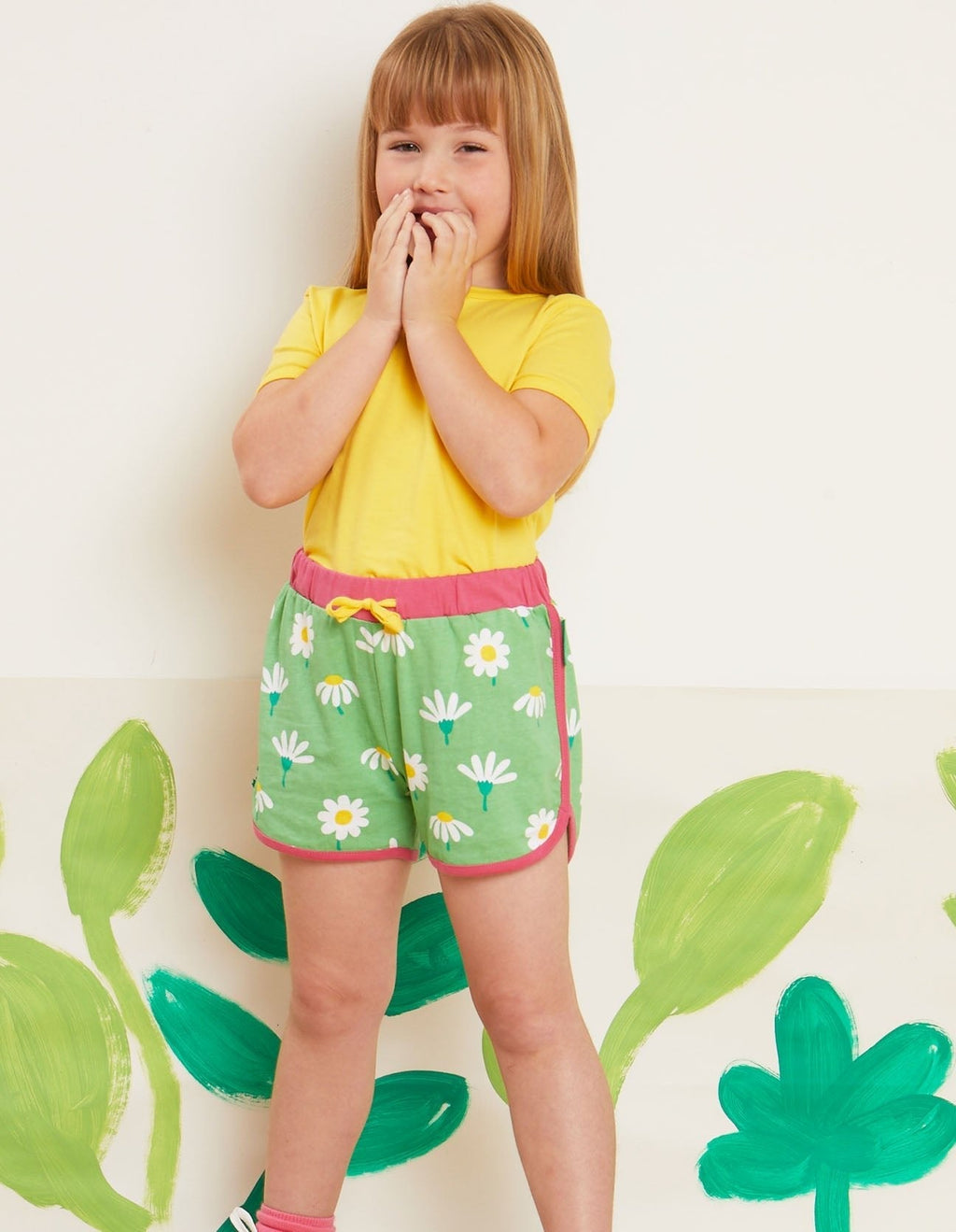 Organic Daisy Print Running Shorts for Kids