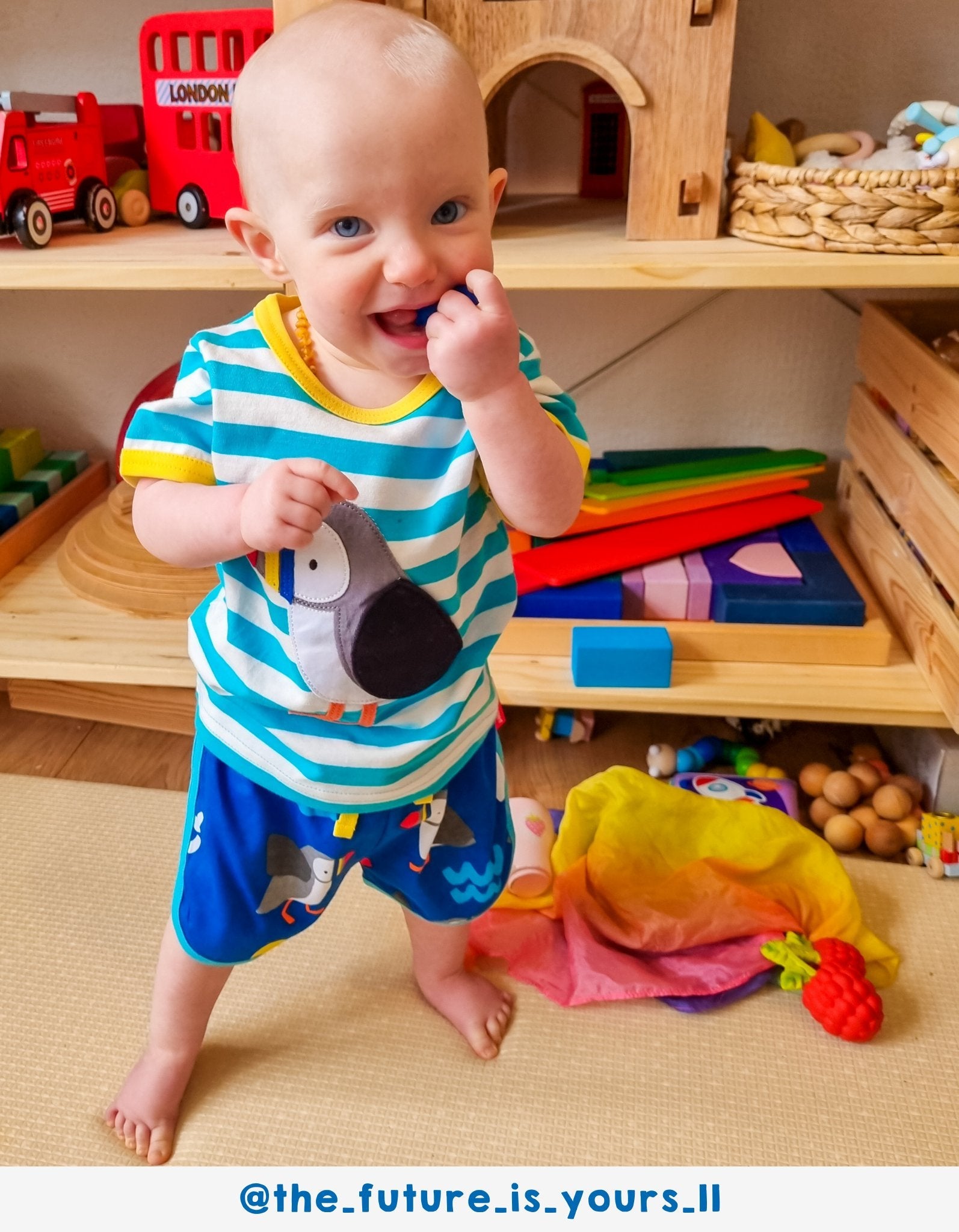 Organic Puffin Print Running Shorts for Kids