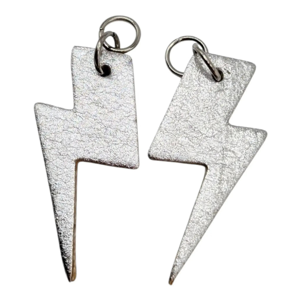 Silver and rainbow leopard mini lightning bolt cork charms