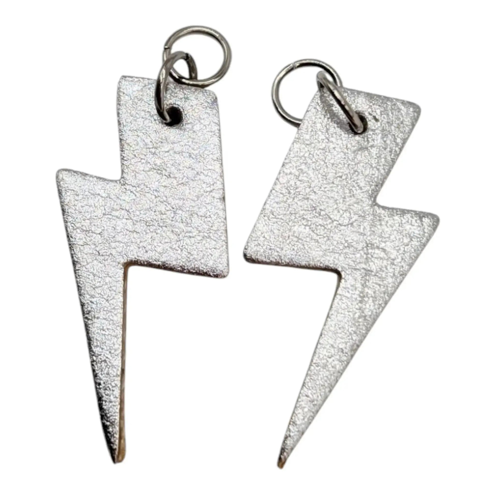 Silver and rainbow leopard mini lightning bolt cork charms
