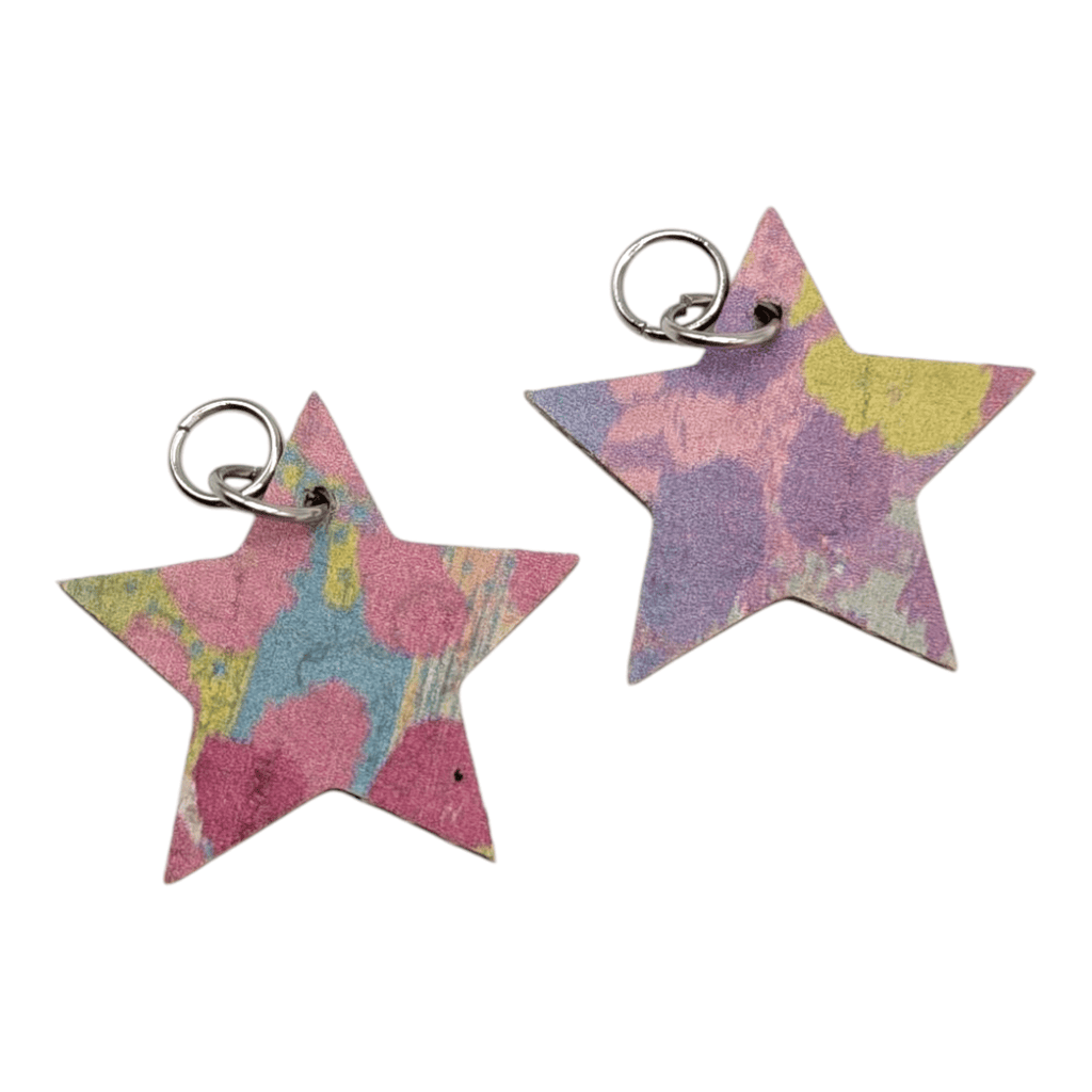 Silver and rainbow leopard mini star cork charms
