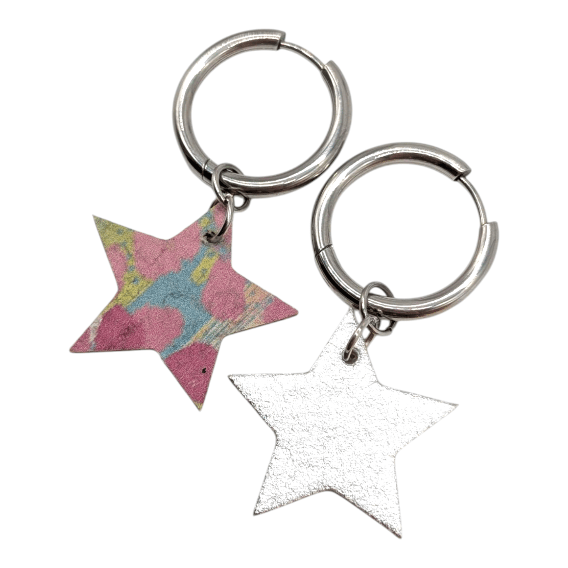 Silver and rainbow leopard mini star cork charms