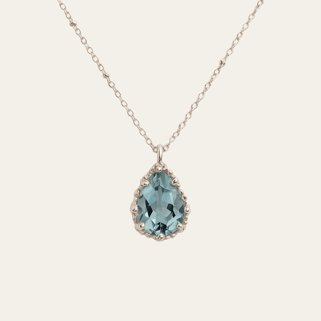 Silver Blue Topaz Necklace - Aurelia
